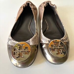 Tory Burch Reva Snakeskin Flats Size 8
